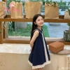 Váy bé gái cổ sen, sát nách, ren phối, dáng suông, cotton mềm, thanh lịch - 214.000₫ 2