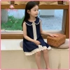 Váy bé gái cổ sen, sát nách, ren phối, dáng suông, cotton mềm, thanh lịch - 214.000₫ 3