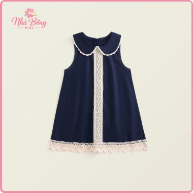 Váy bé gái cổ sen, sát nách, ren phối, dáng suông, cotton mềm, thanh lịch - 214.000₫ 4