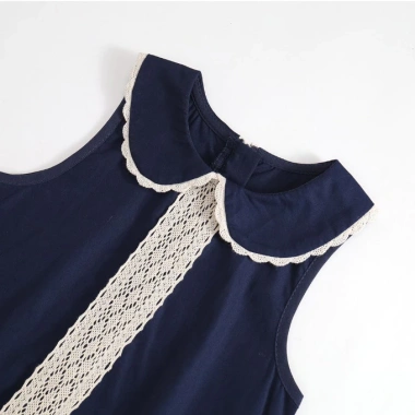 Váy bé gái cổ sen, sát nách, ren phối, dáng suông, cotton mềm, thanh lịch - 214.000₫ 5