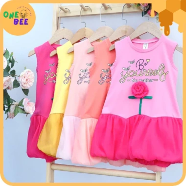 Váy Bé Gái Cotton Cao Cấp Mùa Hè, Đầm Thoáng Mát Năng Động Hình Bông Hoa - 125k