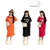 Váy bé gái cotton dài 4 màu xanh cam đen đỏ, 12-38kg, mềm mại, giảm giá 69.500₫