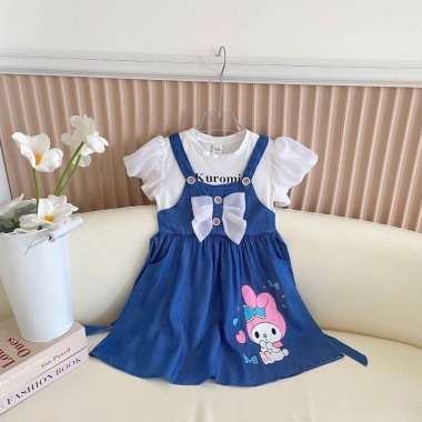 Váy Bé Gái Đầm Jean Melody họa tiết nơ xinh xắn dễ thương Giá ưu đãi 188.500₫ 7