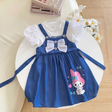 Váy Bé Gái Đầm Jean Melody họa tiết nơ xinh xắn dễ thương Giá ưu đãi 188.500₫ 8
