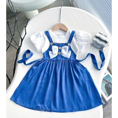 Váy Bé Gái Đầm Jean Melody họa tiết nơ xinh xắn dễ thương Giá ưu đãi 188.500₫ 9