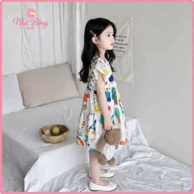 Váy Bé Gái Dáng Xòe Tay Phồng Họa Tiết Dễ Thương Cotton - Giá chỉ 139.000 3