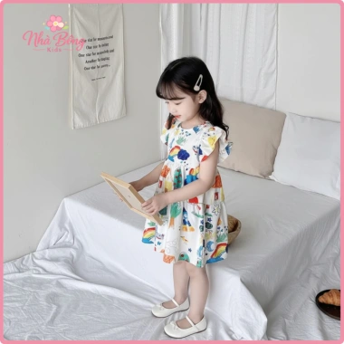 Váy Bé Gái Dáng Xòe Tay Phồng Họa Tiết Dễ Thương Cotton - Giá chỉ 139.000 4