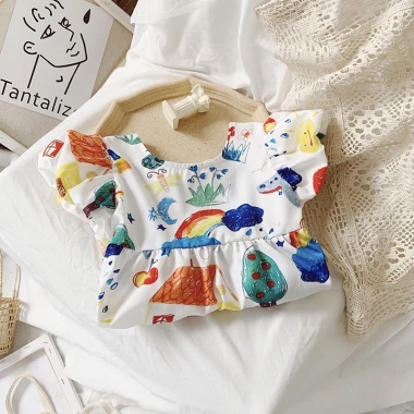 Váy Bé Gái Dáng Xòe Tay Phồng Họa Tiết Dễ Thương Cotton - Giá chỉ 139.000 6