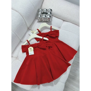 Váy Bé Gái HML Nhung Đỏ Nơ Siêu Xinh - Đầm size 1-10 tuổi, Giá ưu đãi 200k 4