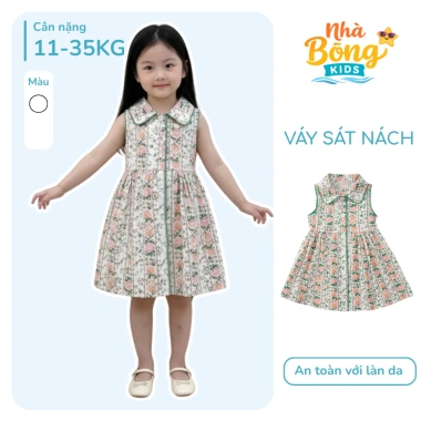 Váy Bé Gái Hoa Nhí Cổ Bẻ Sát Nách Dáng Xòe Cotton Mềm Mại Thoáng Mát 169.000₫