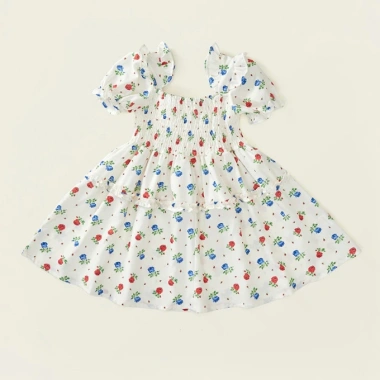 Váy Bé Gái Hoa Nhí Tay Phồng Cổ Vuông Dáng Xòe Cotton Mềm Mại - Giá chỉ 195.840₫ 9