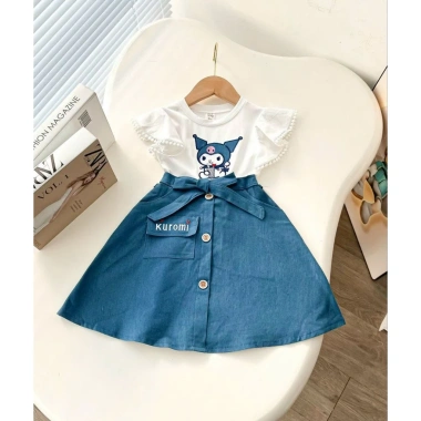 Váy bé gái jean thêu hình Kuromi dễ thương, xinh xắn - Giá chỉ 188.500₫