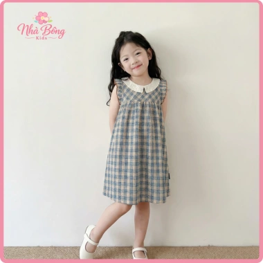 Váy Bé Gái Kẻ Caro và Ren, Áo Cánh Tiên Cotton Mềm Mại, Thoáng Mát - Giá 148.000