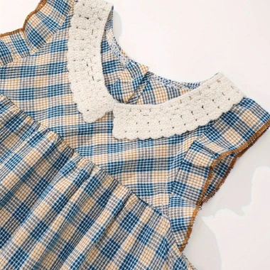 Váy Bé Gái Kẻ Caro và Ren, Áo Cánh Tiên Cotton Mềm Mại, Thoáng Mát - Giá 148.000