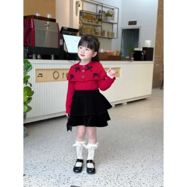 Váy bé gái nhung đen mix chân váy Noel Tết Bowknot len mới 2.026 - Hanna Kids 10-32kg 4 Váy bé gái nhung đen mix chân váy Noel Tết Bowknot len mới 2.026 - Hanna Kids 10-32kg 4