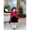 Váy bé gái nhung đen mix chân váy Noel Tết Bowknot len mới 2.026 - Hanna Kids 10-32kg 5