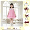 Váy bé gái sát nách caro, cổ tròn thêu nàng tiên cá - chất liệu mềm mại, giá ưu đãi 207k