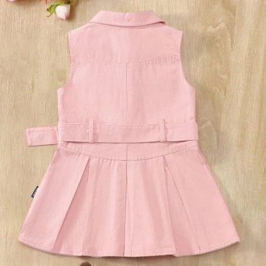 Váy Bé Gái Sát Nách Cổ Bẻ Đai Eo Xòe Xếp Ly Vải Mềm Mại Thoáng Mát Kids - 239.000₫ 4