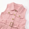 Váy Bé Gái Sát Nách Cổ Bẻ Đai Eo Xòe Xếp Ly Vải Mềm Mại Thoáng Mát Kids - 239.000₫ 5
