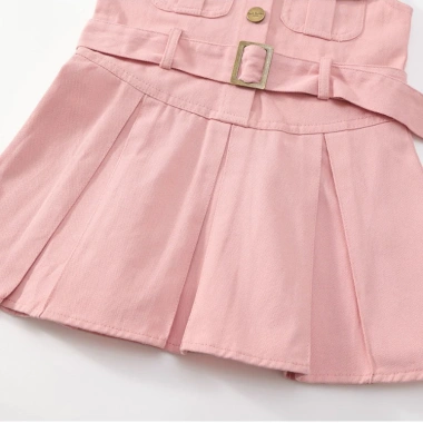 Váy Bé Gái Sát Nách Cổ Bẻ Đai Eo Xòe Xếp Ly Vải Mềm Mại Thoáng Mát Kids - 239.000₫ 6