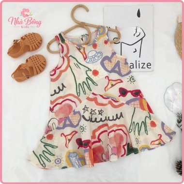 Váy Bé Gái Sát Nách Dáng Suông Xòe Họa Tiết Đáng Yêu - Cotton Mềm Mại, Giá chỉ 131.000₫ 4