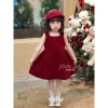 Váy bé gái sát nách màu đỏ size 1-10t, thiết kế tết, giảm giá 235k 2