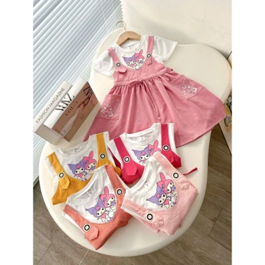 Váy Bé Gái Set Yếm Kuromi Melody Dễ Thương Xinh Xắn - Giá ưu đãi 188.500 VND