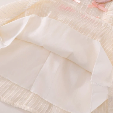 Váy Bé Gái Tay Phồng Cổ Sen và Nơ Cotton Mềm Mại, Thoáng Mát - Giá chỉ 225.000đ