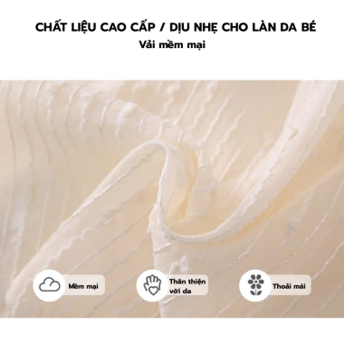 Váy Bé Gái Tay Phồng Cổ Sen và Nơ Cotton Mềm Mại, Thoáng Mát - Giá chỉ 225.000đ