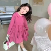 Váy bé gái Thepig đầm thu đông màu hồng dài tay phong cách Hàn Quốc chất nhung siêu mềm mịn - 165.821 VND