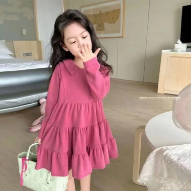 Váy bé gái Thepig đầm thu đông màu hồng dài tay phong cách Hàn Quốc chất nhung siêu mềm mịn - 165.821 VND 7