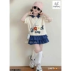 Váy bé gái Tini Kids set áo cotton cổ khoá chấm bi tiểu thư 10-30kg - Giá 122k