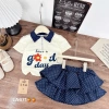 Váy bé gái Tini Kids set áo cotton cổ khoá chấm bi tiểu thư 10-30kg - Giá 122k 2