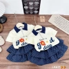 Váy bé gái Tini Kids set áo cotton cổ khoá chấm bi tiểu thư 10-30kg - Giá 122k 7