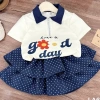 Váy bé gái Tini Kids set áo cotton cổ khoá chấm bi tiểu thư 10-30kg - Giá 122k 9