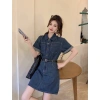 Váy bò đầm Jean tay ngắn nữ túi ngực đai thắt eo thanh lịch 7 Beautiful V162 242.118 VND 4