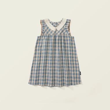Váy Cánh Tiên Bé Gái Họa Tiết Caro + Cổ Ren, Cotton Mềm, Giá Ưu Đãi 160k (Giảm 36k)