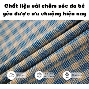 Váy Cánh Tiên Bé Gái Họa Tiết Caro + Cổ Ren, Cotton Mềm, Giá Ưu Đãi 160k (Giảm 36k)