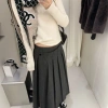 Váy chữ A thu đông dày phong cách preppy, placket nghiêng, chiết ly - 153.252₫ 2