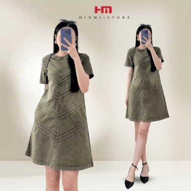 Váy Chữ A Wash Cotton Độc Đáo - May Sọc Xương Cá, Không Kén Dáng, Giảm Giá 279k
