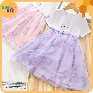 Váy Công Chúa Bé Gái Cotton Thoáng Mát Họa Tiết Thỏ D20 - Đầm Đẹp Giá Rẻ