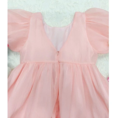 Váy công chúa bé gái hồng pastel tay phồng nơ xinh - Giá giảm chỉ 165k