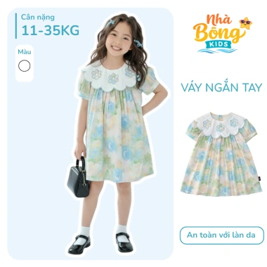 Váy công chúa bé gái ngắn tay mùa hè họa tiết hoa thêu, phù hợp đi học đi chơi - Giá ưu đãi 221.000₫