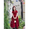 Váy công chúa bé gái set nhung đính đá + áo choàng Noel, nơ lưng, váy xoè 9-29kg - Pam Kids 195k