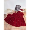 Váy công chúa bé gái set nhung đính đá + áo choàng Noel, nơ lưng, váy xoè 9-29kg - Pam Kids 195k 3