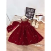 Váy công chúa bé gái set nhung đính đá + áo choàng Noel, nơ lưng, váy xoè 9-29kg - Pam Kids 195k 9