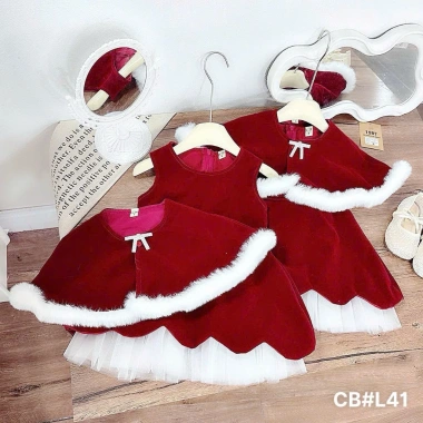 Váy công chúa Tết bé gái nhung tùng bèo von lưới áo choàng lông 10-30kg Giá chỉ 199.000đ Tiệm Nhà Sam 4