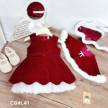 Váy công chúa Tết bé gái nhung tùng bèo von lưới áo choàng lông 10-30kg Giá chỉ 199.000đ Tiệm Nhà Sam 5