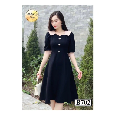 Váy công sở B702 Đen B - Đầm dự tiệc sang trọng, giảm giá 395k tại BUTINO SHOP