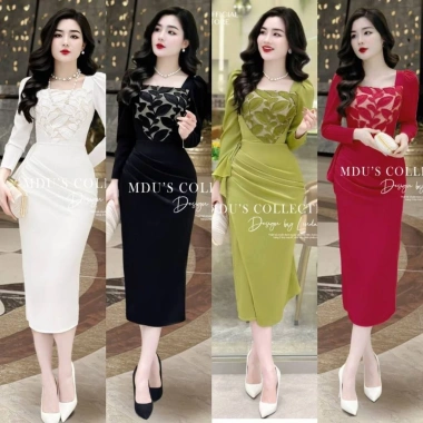 Váy Công Sở BST MDU3.801 Cổ Vuông Chất Mango Hàn Phối Ren Cao Cấp - 489.559₫